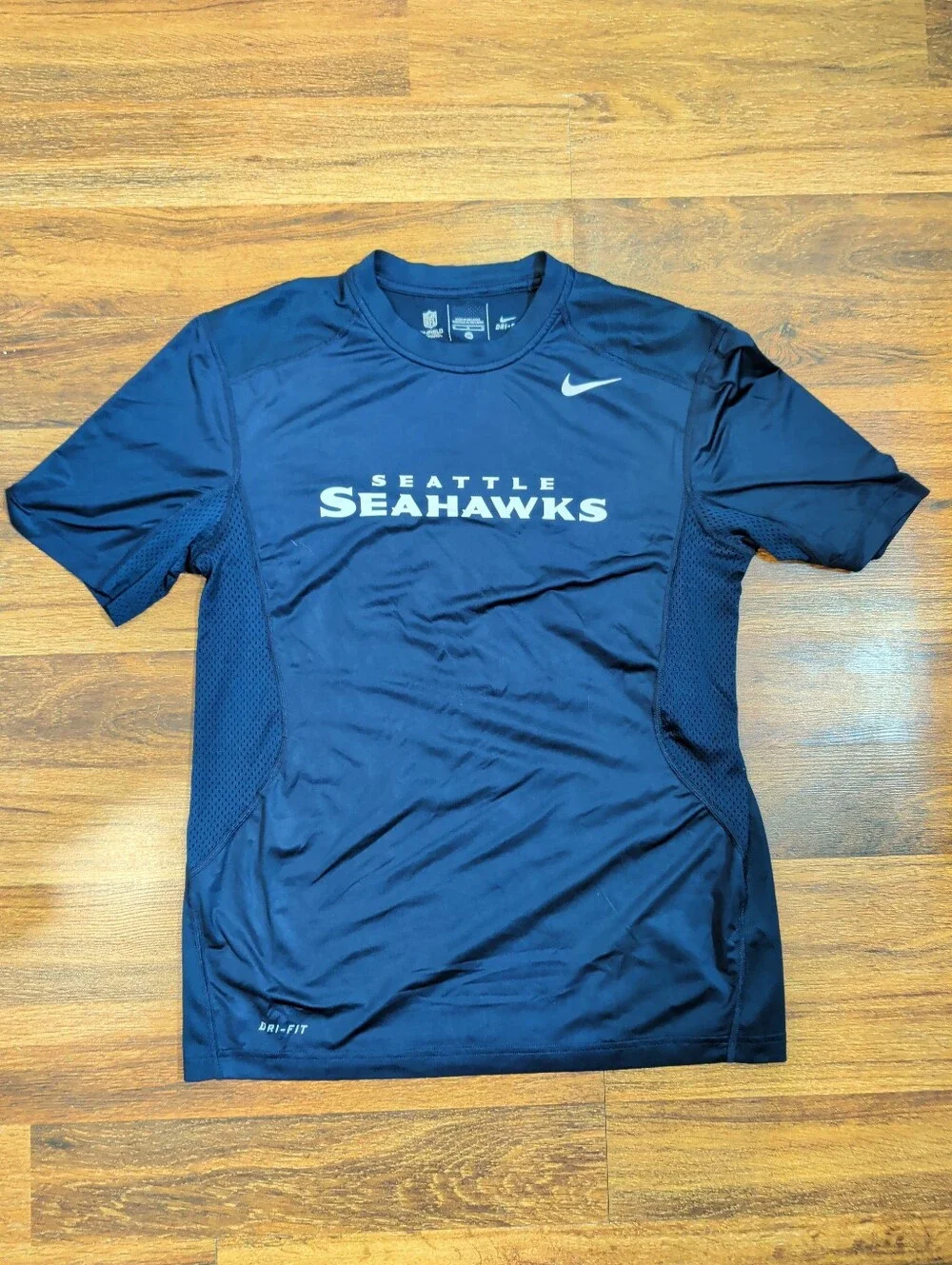 NFL Navy and Lime Seattle Seahawks Nike Dri-FIT Shirt